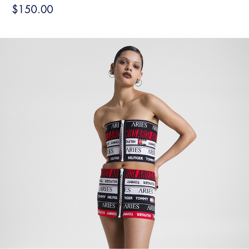 Tommy x Aries logo skirt and top
